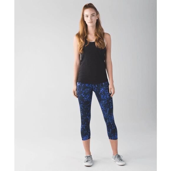 Lululemon Wunder Under Crop Leggings II Full-On Luon Floral Iris Blue Purple 8 - Picture 6 of 9